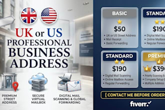 provide a virtual business address for UK or US mail