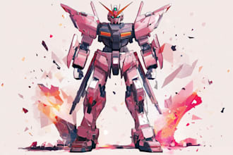 draw illustration and concept, and robot