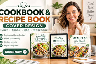 design cookbook cover recipe book cover kindle ebook KDP cover workbook design