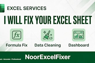 fix excel formulas, clean messy data and create dashboard