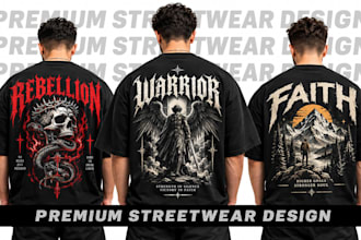 design custom streetwear t shirt, graphic t shirt and clothing design