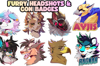 design custom digital furry badge fursona con badge furry reaction stickers pack