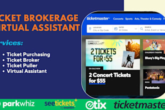 ticket purchasing, data entry, file management, and admin support