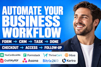 automate youcanbookme formstack thrivecart hive craftmypdf asana bitrix24 kartra