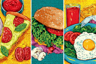 food pop art illustration