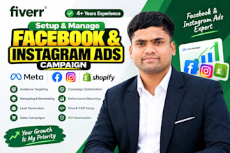 manage facebook ads campaign and shopify  meta ads ,fb marketing , instagram ads