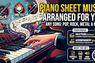 arrange any pop, rock, metal, punk music for piano