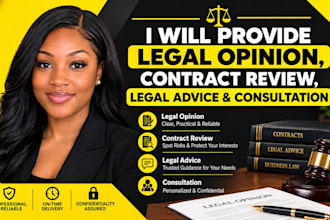 provide legal opinion, contract review, legal advice and consultation