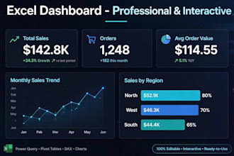 create professional excel dashboard with chart and pivot