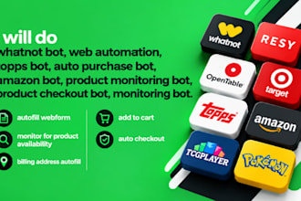 script whatnot web automation bot, topps auto purchase amazon product monitoring