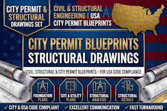do structural engineering drawings and draw city permit building blueprints usa