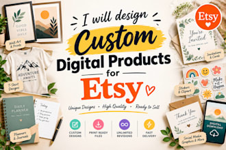 design custom etsy digital products and printable design