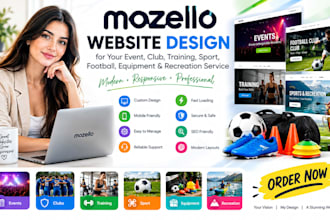 mozello event club training sport football equipment recreation service website