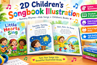 illustrate 2d children song, kids songbooks and nursery rhyme books