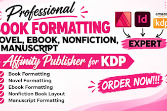 format book, novel, ebook, nonfiction, manuscript in affinity publisher for kdp