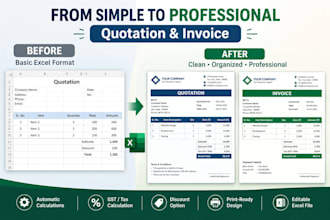create a professional excel quotation and invoice template