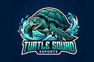 make awesome style sea turtle mascot e sport logo in very short time