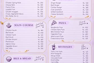 design a professional restaurant menu card and menu design