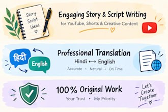 write story scripts and translate english to hindi