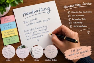 handwrite your text in beautiful neat and professional handwriting