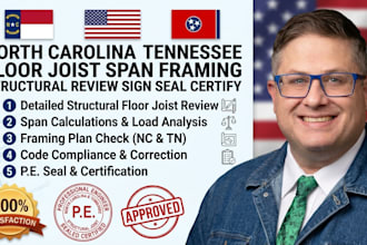 north carolina tennessee floor joist span framing structural review sign seal