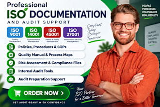 create iso 9001, 14001, 45001, 27001, qms documentation and audit support