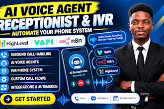 gohighlevel ai voice agent receptionist ivr phone system inbound call vapi n8n