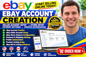 ebay account creation, US UK ebay store setup, ebay bank