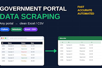 scrape data from any government portal into excel or CSV