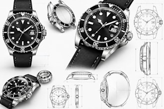create professional technical drawing for watches and watch part