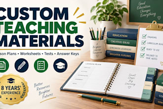 create lesson plans, worksheets, tests and answer keys