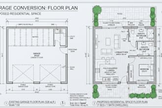 create garage conversion permit drawings and floor plans