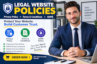 write a privacy policy, terms and conditions, and gdpr policy
