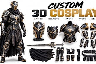 create custom 3d printable cosplay armor, helmets, masks, props and stl files
