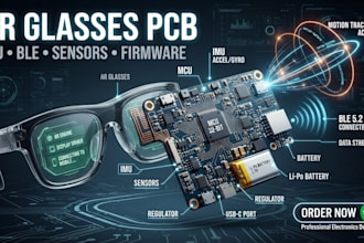 design ar glasses pcb with imu, ble sensors and embedded firmware