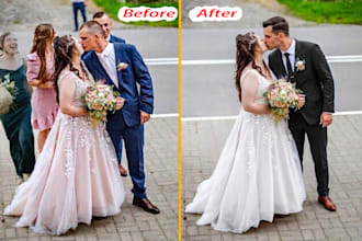 do professional photo editing, remove objects, people and extend background