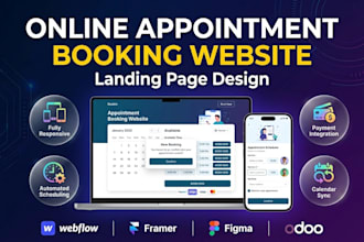 do online appointment booking website landing page via webflow framer figma odoo