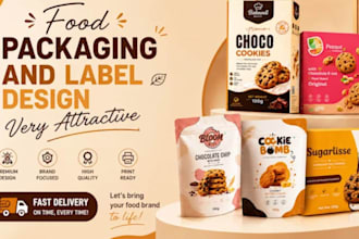 design professional food packaging box design and product food label design