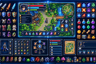 create rpg maker pixel art, ui, icons, sprites and game assets