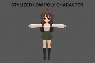 model stylized low poly 3d character, assets for roblox and animation