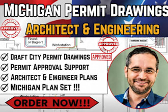 draft city permit drawings, permit approval, architect engineering michigan plan