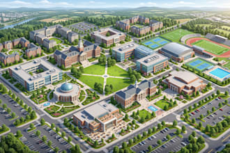 design a campus map, university map, school map and wayfinding map, venue map