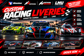 design custom iracing, assetto corsa, acc spec maps and lmu racing liveries