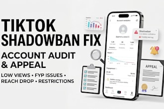 fix and audit tiktok shadowbans, appeal letter, fix tiktok shadow ban issues