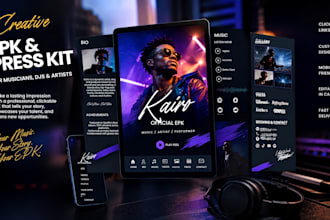design a creative clickable epk and press kit for musicians, djs and artists
