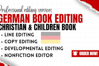 book editing, proofread children, christian book, german book editing