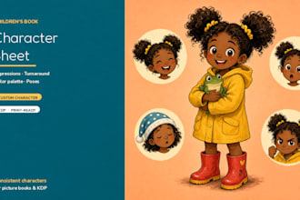 design childrens book characters and expression sheets
