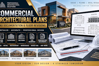 commercial architectural plan design floor revision cad documentation detailed