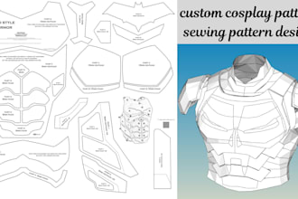 design cosplay sewing pattern, eva foam armor, props, pepakura, wearable armor