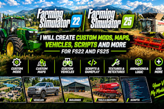 create custom mods, maps, vehicles, scripts and more for fs22 and fs25